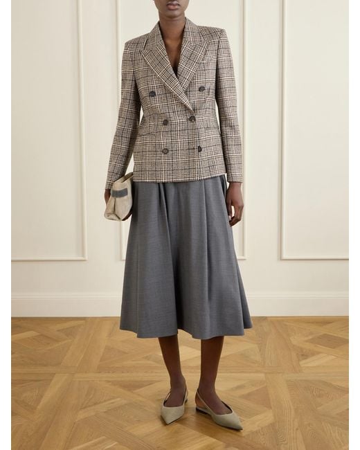Brunello Cucinelli Brown Checked Wool-Blend Blazer