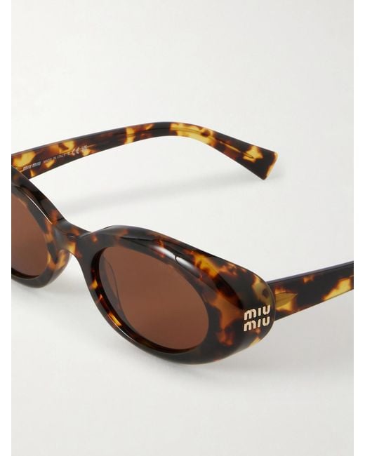 Miu Miu Brown Rounded-Frame Acetate Sunglasses