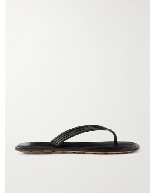 Bottega Veneta Black Sampieri Flat Thong Rubber Flip Flops