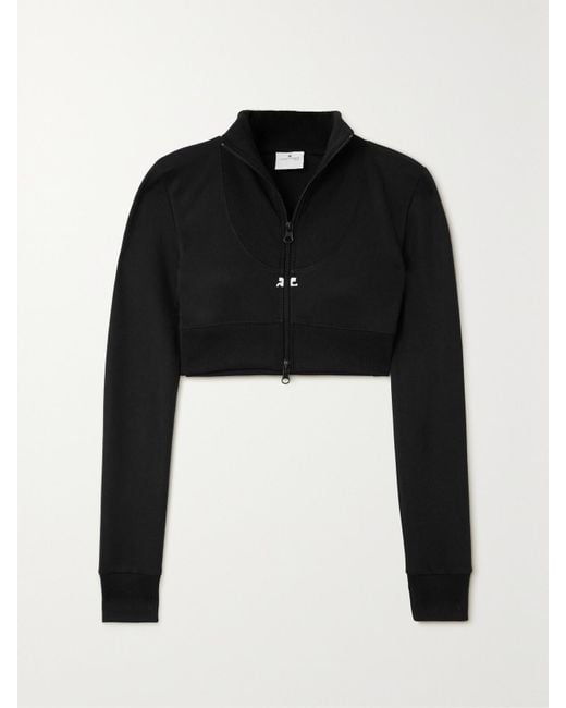 Courreges Black Cropped Ribbed Jersey Jacket