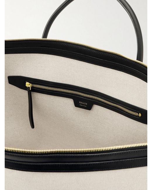 Khaite Natural Kasia Medium Leather-Trimmed Canvas Tote