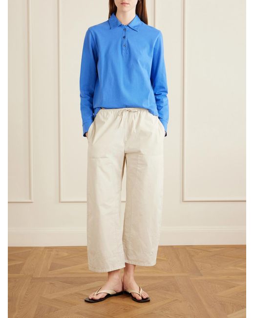 Leset Blue Margo Cotton-Jersey Polo Shirt