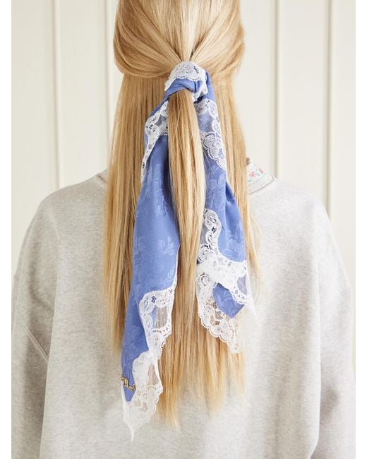 Chloé Pink Lace-Trimmed Silk Scarf