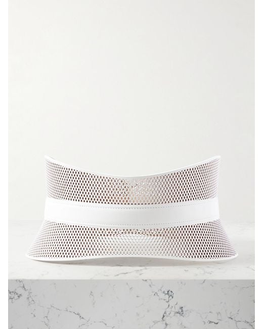 Alaïa Gray Neo Bustier Laser-Cut Leather Belt