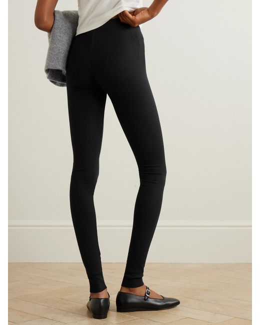 ÉTERNE Black Leggings Aus Geripptem Jersey Aus Einer Baumwoll-Modalmischung Mit Stretch-Anteil