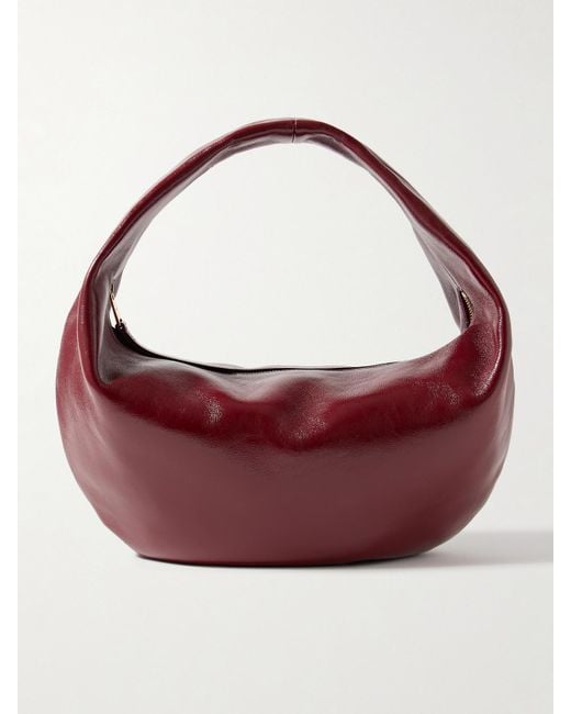 Khaite Red Olivia Medium Crinkled Patent-Leather Tote