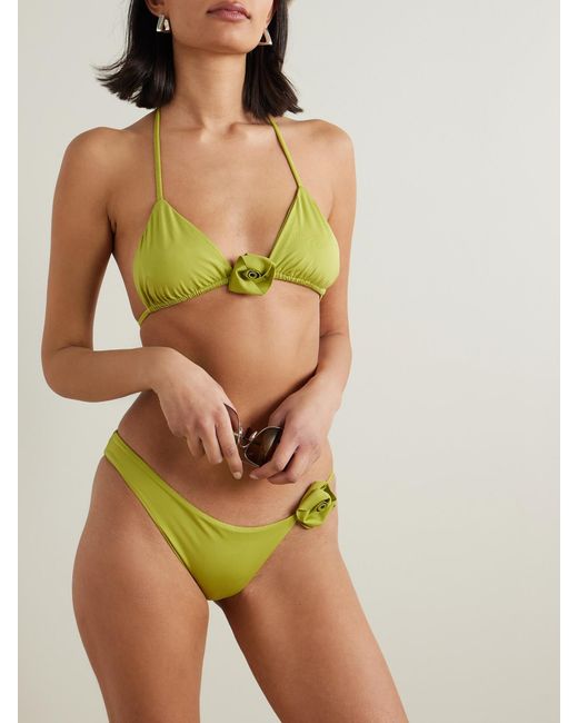 Maygel Coronel Green Chipi Appliquéd Triangle Bikini