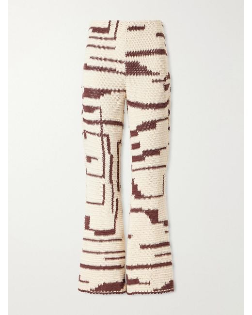 Alix Of Bohemia Natural Farah Crocheted Cotton Flared Pants
