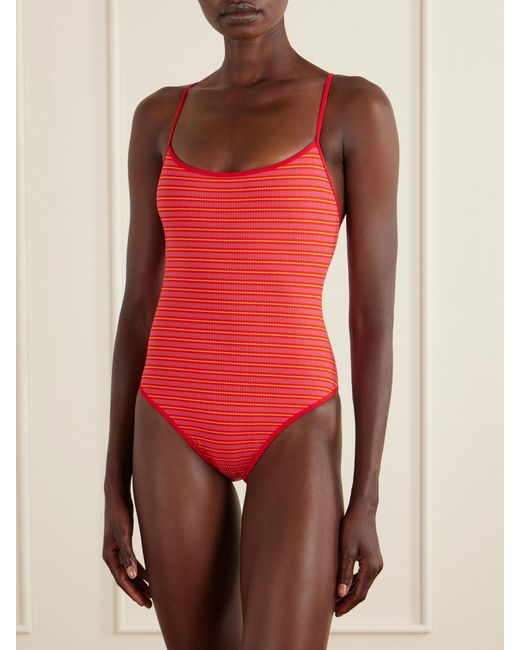 Lido Red Trentasei Striped One-Piece Swimsuit