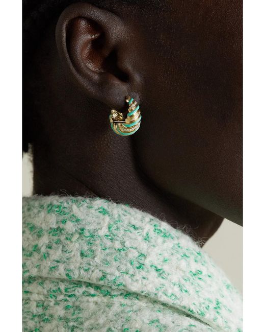 Yvonne Léon Metallic 9-Karat, Enamel And Diamond Hoop Earrings