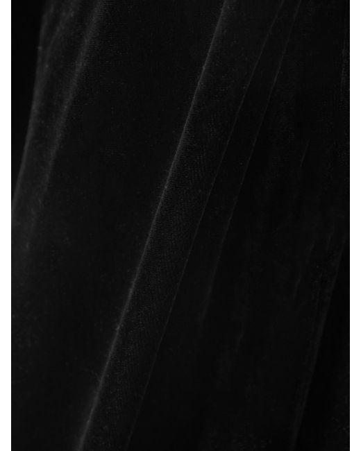 Alaïa Black Layered Stretch-Velvet Straight-Leg Pants