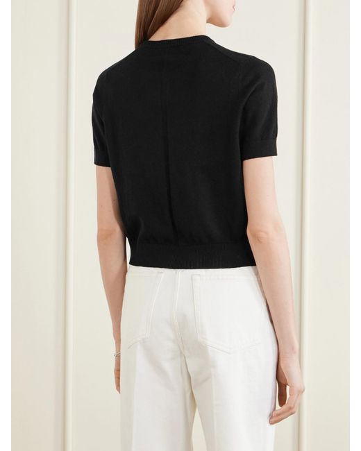 La Ligne Black Alex Cropped Knitted Cardigan