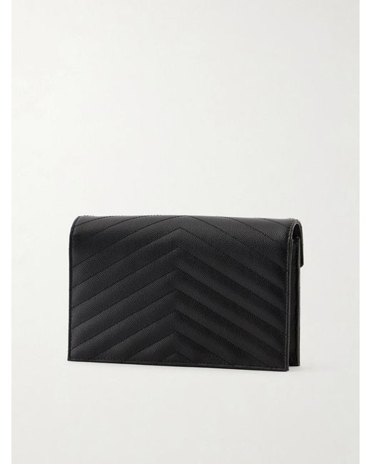 Saint Laurent Black Cassandre Mini Matelassé Textured-Leather Shoulder Bag
