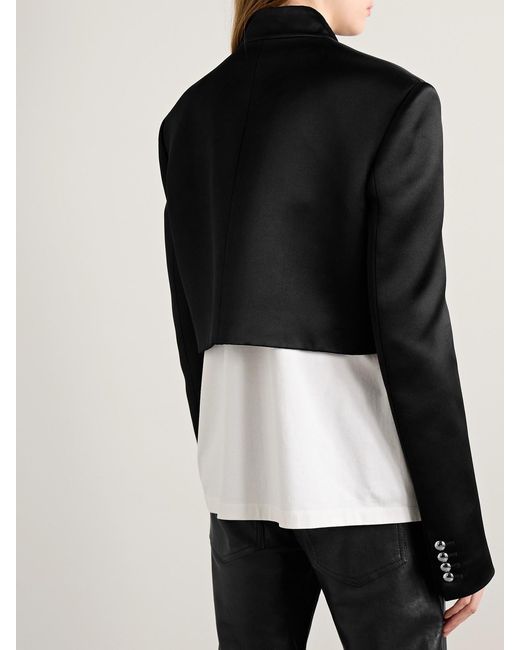 Khaite Black Samuelson Cropped Duchesse-Satin Jacket