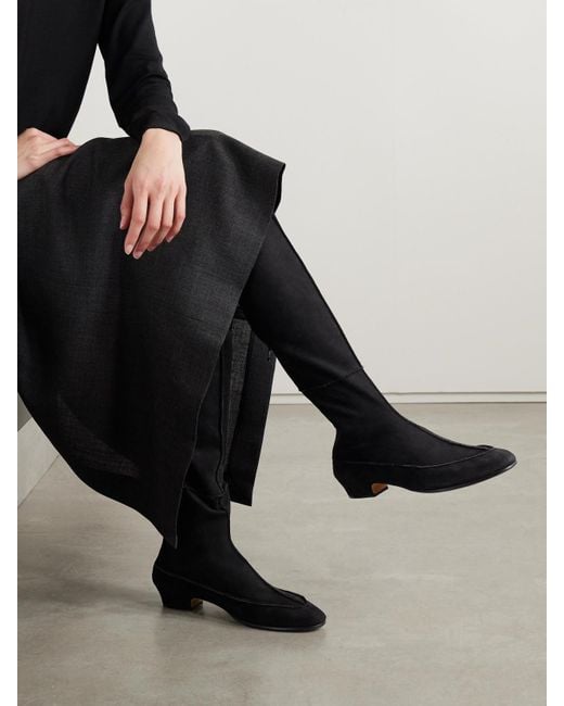 The Row Black Hereditas Shearling Over-The-Knee Boots