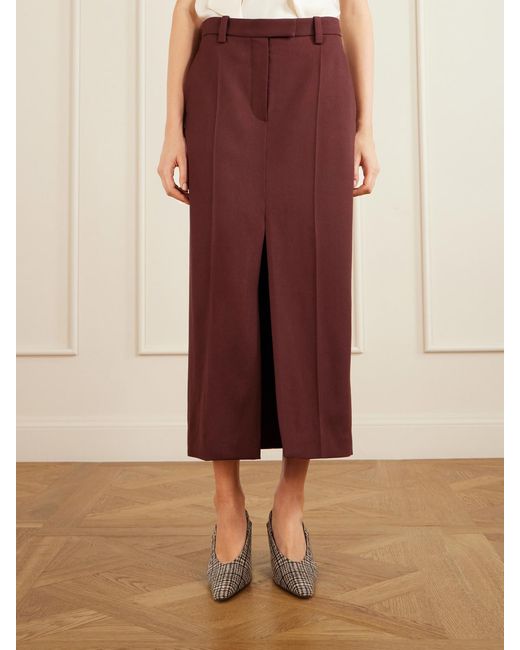 Brunello Cucinelli Purple Wool Midi Skirt