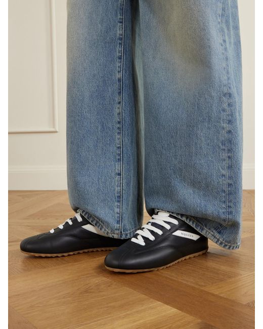 McQueen Black Boxe Leather Sneakers