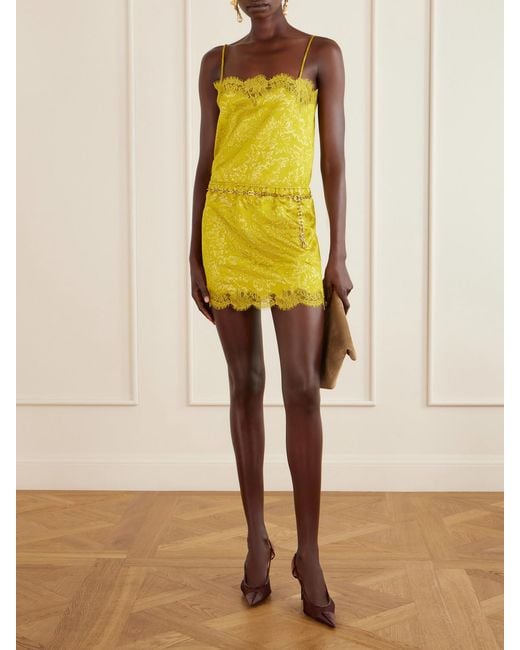 Saint Laurent Yellow Brocade And Lace Cami