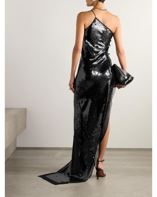 Robe Longue Du Soir En Soie À Sequins Taco Rick Owens en coloris Black