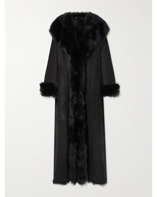 Nour Hammour Black Marlene Mantel Aus Shearling