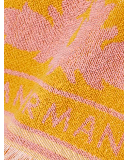 Zimmermann Orange Wylie Cropped Frayed Cotton-Terry Jacquard Top
