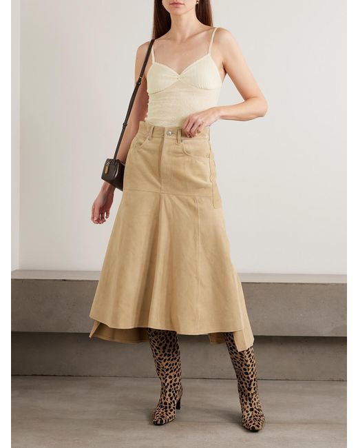 Victoria Beckham Natural Pointelle-Knit Cotton-Blend Camisole