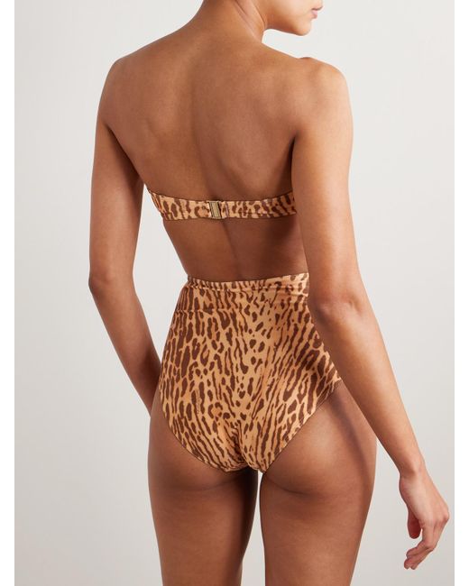Zimmermann Natural Cascadian Whipstitched Leopard-Print Underwired Swimsuit