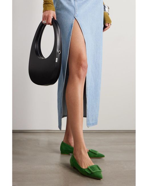 Chaussures Plates À Bouts Pointus En Daim Maysale Manolo Blahnik en coloris Green