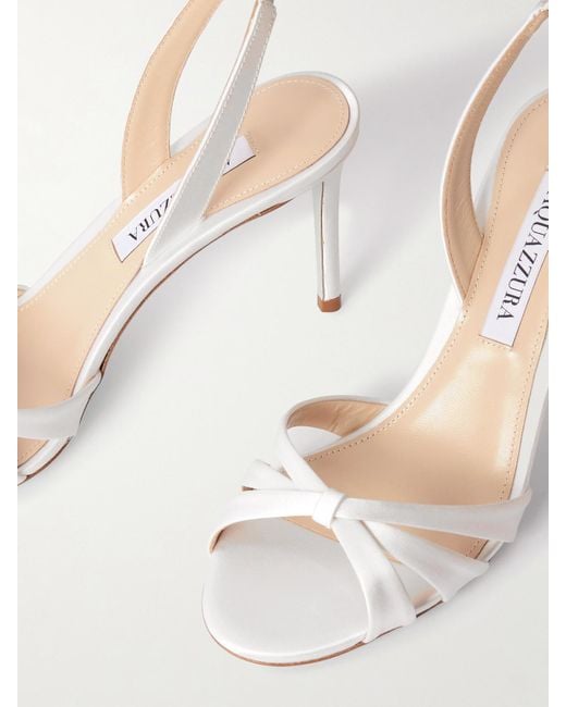 Aquazzura Natural Tati 85 Satin Slingback Sandals