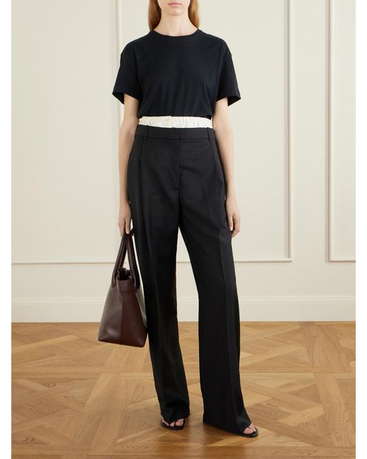 Rohe Blue Wool And Mohair-Blend Wide-Leg Pants