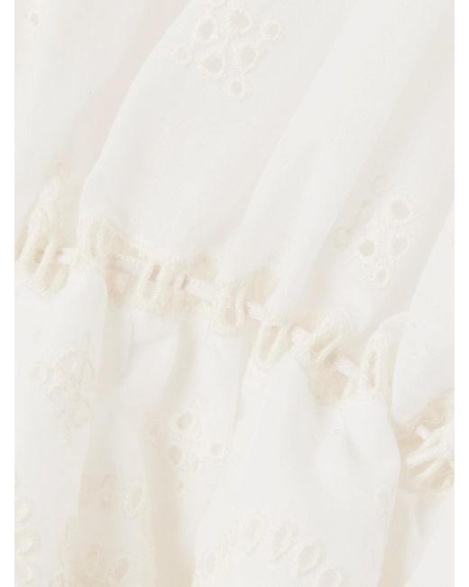 Chloé Natural Cropped Ruffled Broderie Anglaise Cotton-Voile Blouse