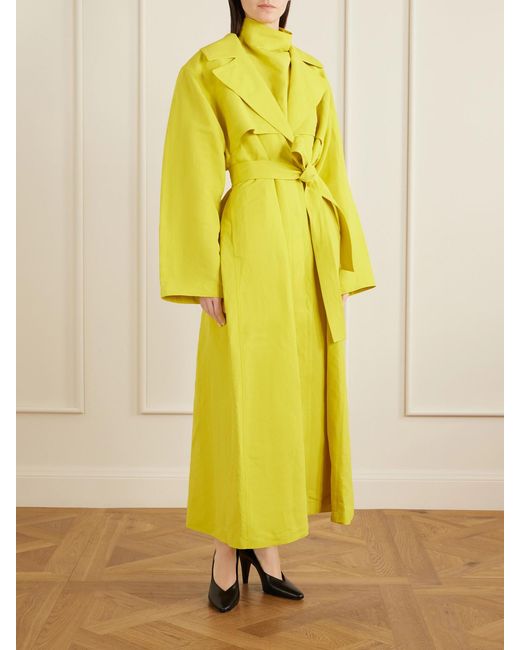 Alaïa Yellow Belted Paper-Blend Trench Coat