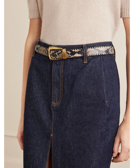 Khaite Metallic Benny Snake-Effect Leather Belt