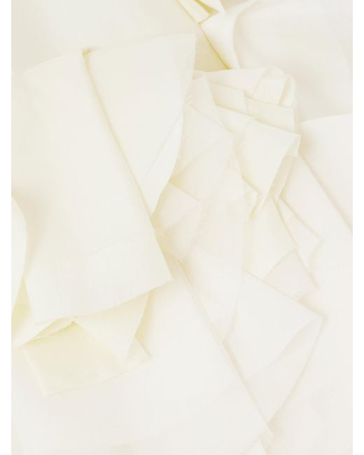 Alexander McQueen White Asymmetric Open-Back Ruffled Silk-Chiffon Blouse