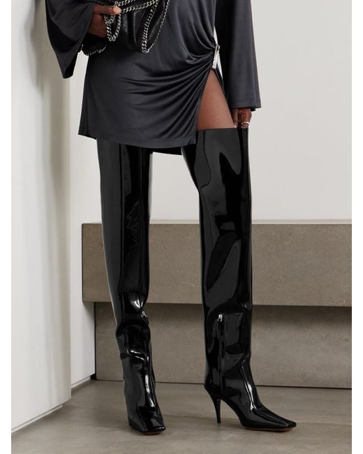 Stella McCartney Black Glänzende Overknees
