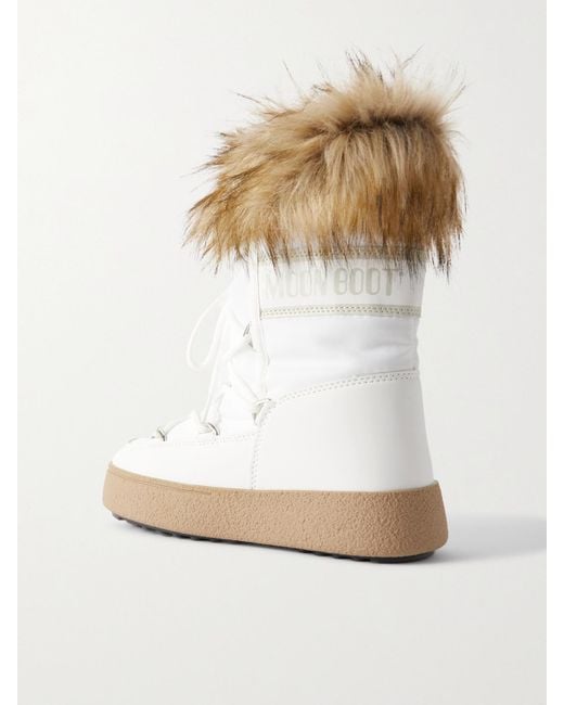 Moon Boot White Ltrack Monaco Faux Fur-Trimmed Shell And Faux Leather Snow Boots