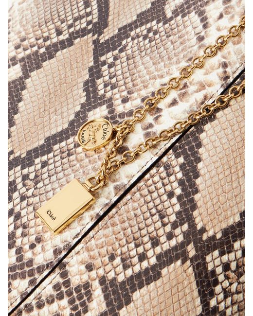 Chloé Natural Spin Embellished Snake-Effect Leather Tote Bag