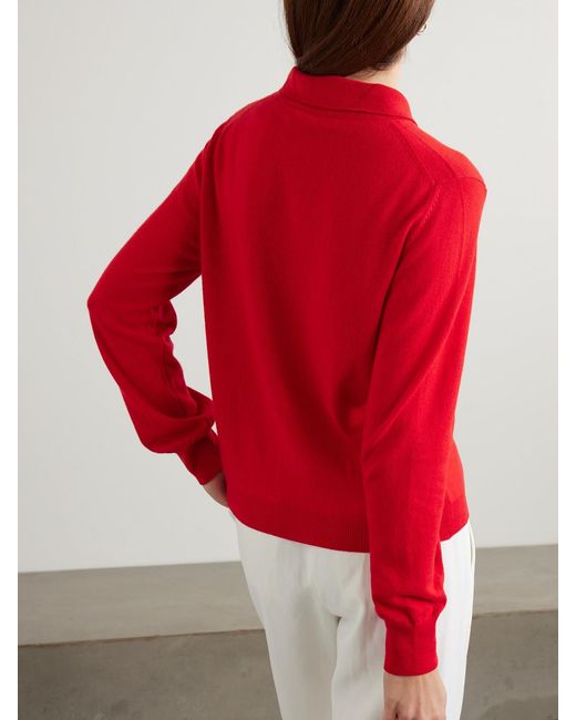 &Daughter Red Aoife Cashmere And Cotton-Blend Polo Sweater