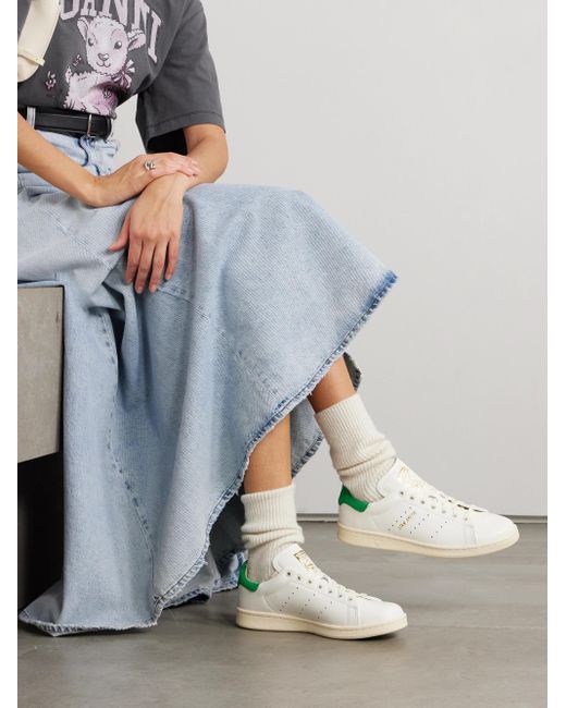 Stan smith bold leather-trimmed suede sneakers cheap