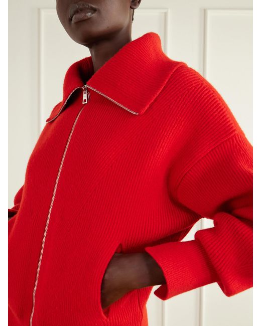 Givenchy Red Wool And Cashmere-Blend Zip-Up Cardigan