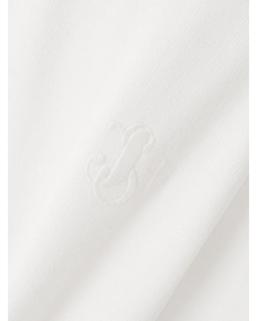 Jil Sander White Belted Embroidered Cotton Straight-Leg Pants