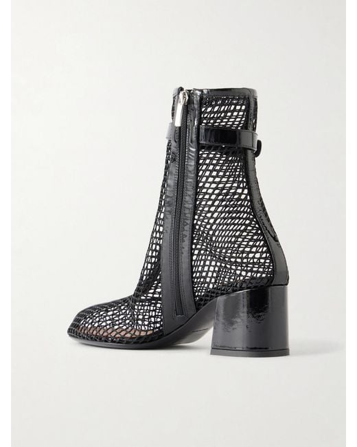 Alaïa Black Fishnet 55 Leather Ankle Boots
