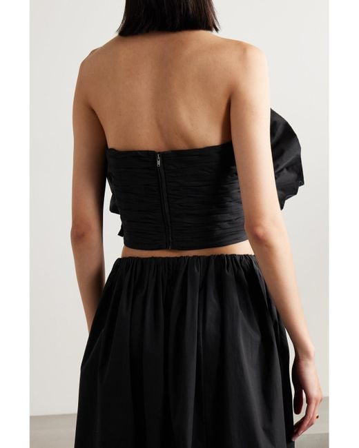 Mara Hoffman Black Net Sustain Vivi Verkürztes Oberteil Aus Geraffter Biobaumwollpopeline Mit Volants