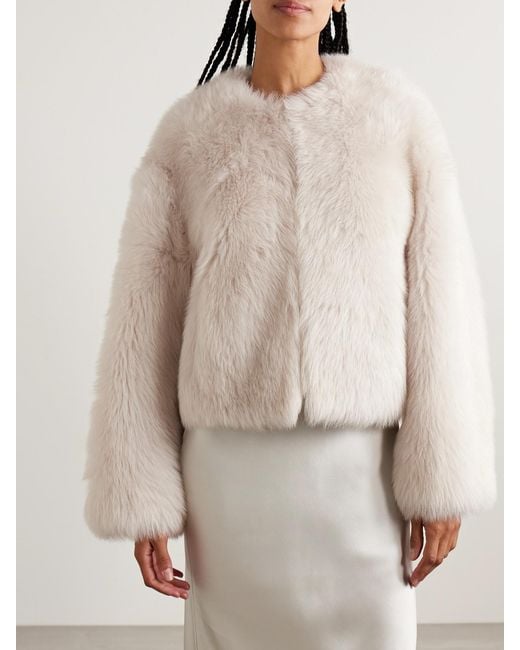 Nili Lotan Natural Elan Cropped Shearling Jacket