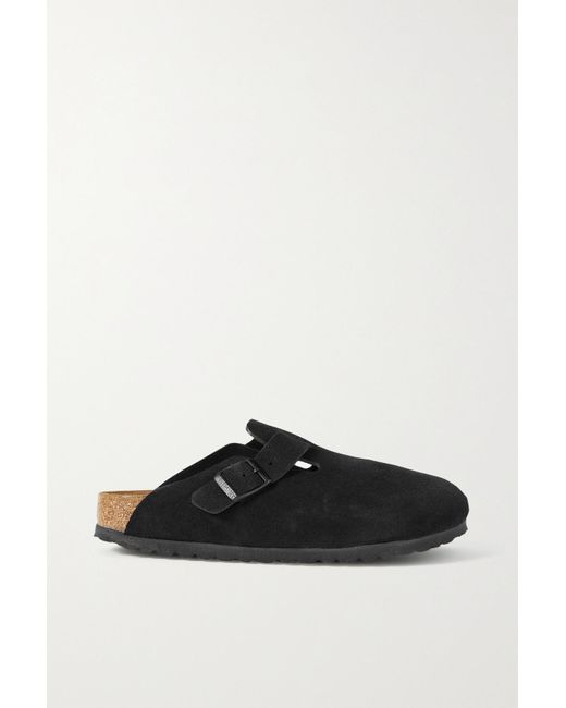 Birkenstock Boston Suede Slippers in Black Lyst UK