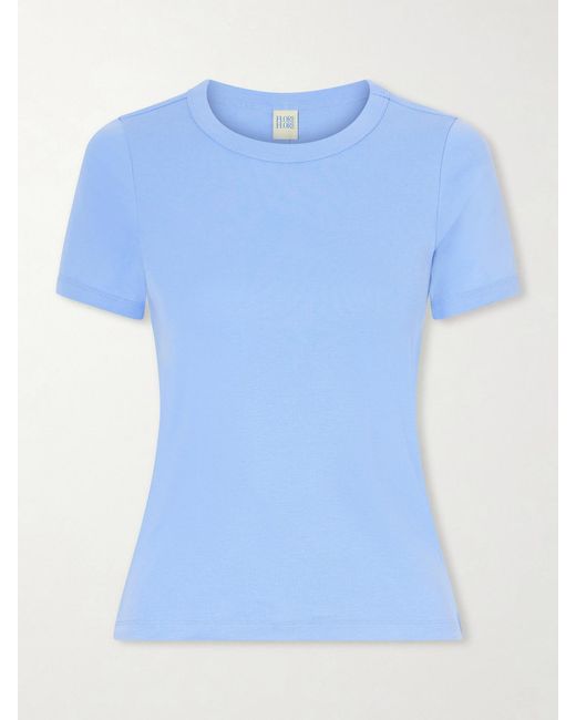 Flore Flore Blue Car Ribbed Organic Cotton-Jersey T-Shirt