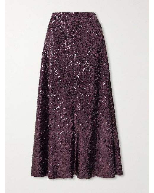 Rabanne Purple Sequined Chiffon Maxi Skirt