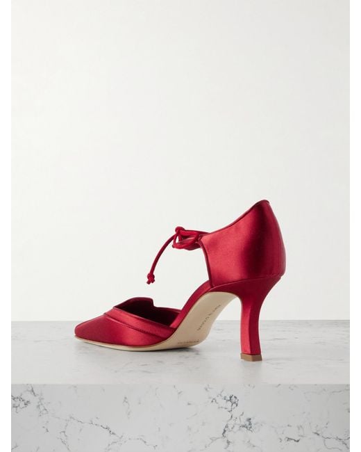 Manolo Blahnik Red Orata 70 Pumps Aus Satin
