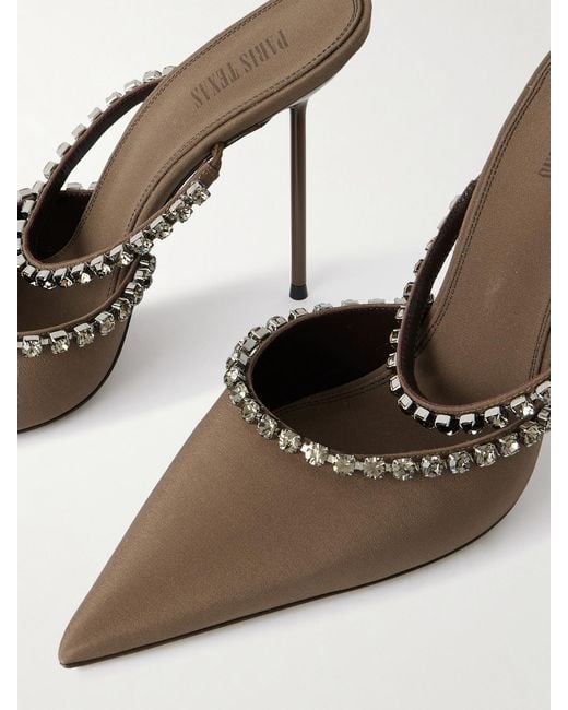 Paris Texas Brown Lidia 105 Crystal-Embellished Crepe Pumps
