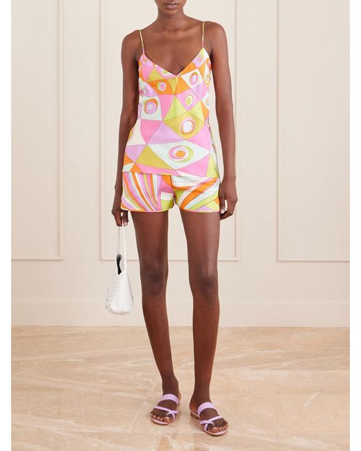 Emilio Pucci Gray Printed Silk-Twill Tank
